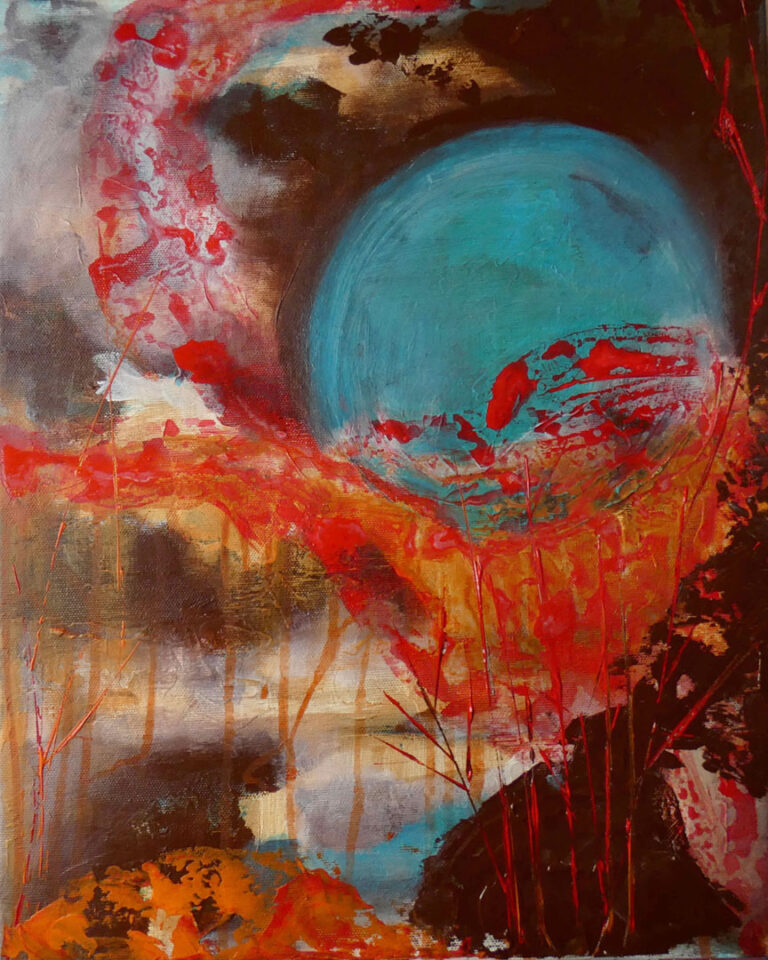 Måne, akryl på lærred, 40x50 cm